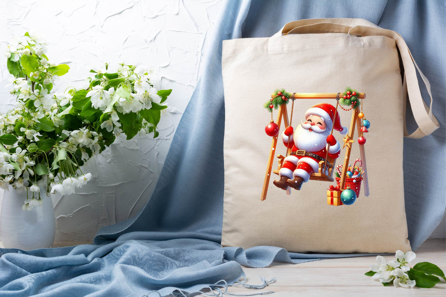 Christmas Santa Swing Watercolor Clipart PNG Bundle
