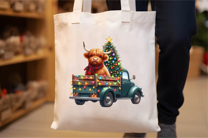 29 Christmas Highland Cow Clipart Bundle PNG, Highland Cow Christmas Truck Sublimation