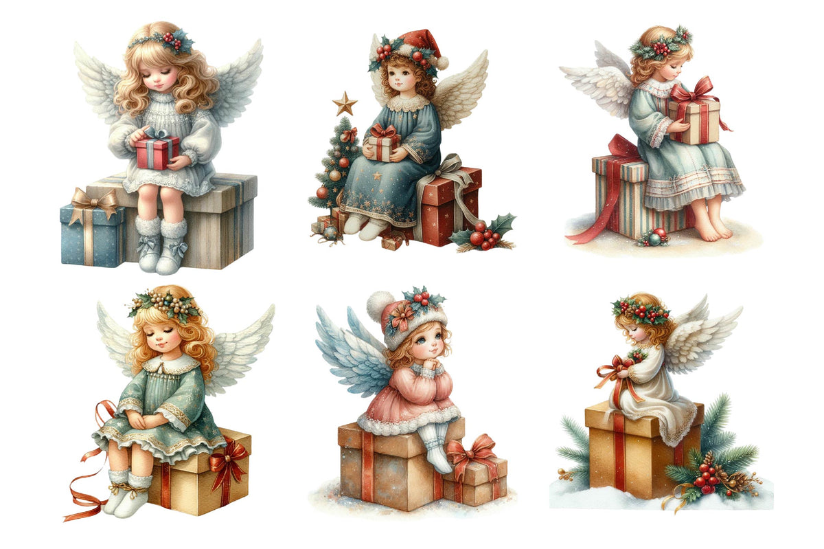 Christmas Angel PNG Clipart Bundle