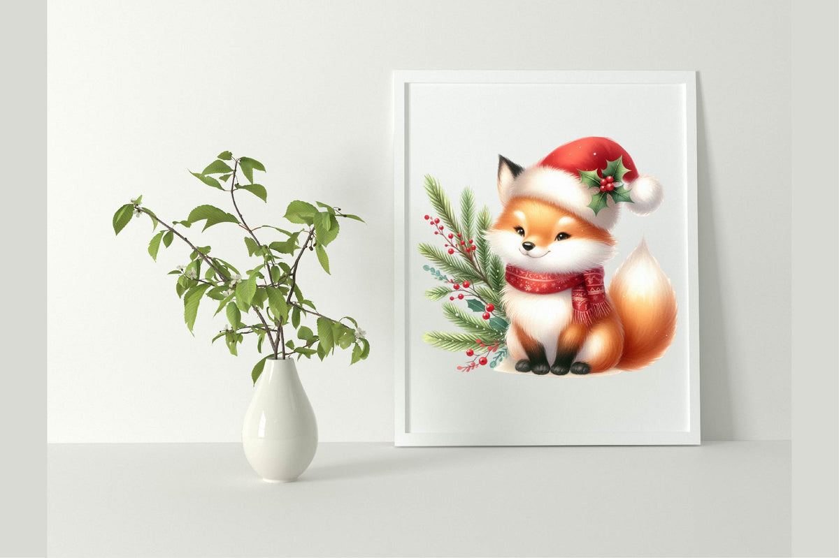 Christmas Fox PNG Clipart Bundle 23 Cute Holiday Fox Designs