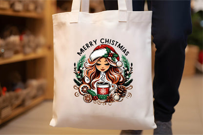 25 Christmas Coffee Girl Clipart Bundle PNG, Christmas Coffee Sublimation