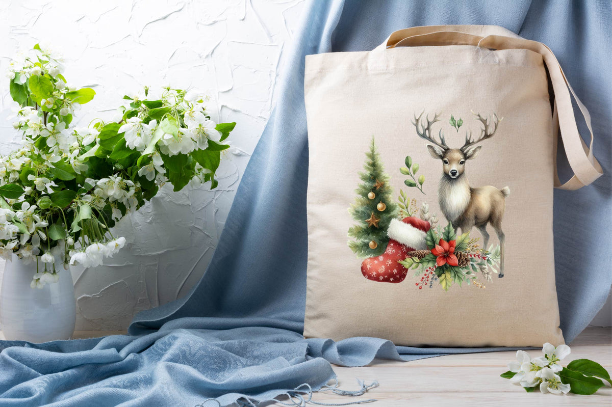 33 Christmas Reindeer Watercolor Clipart Bundle