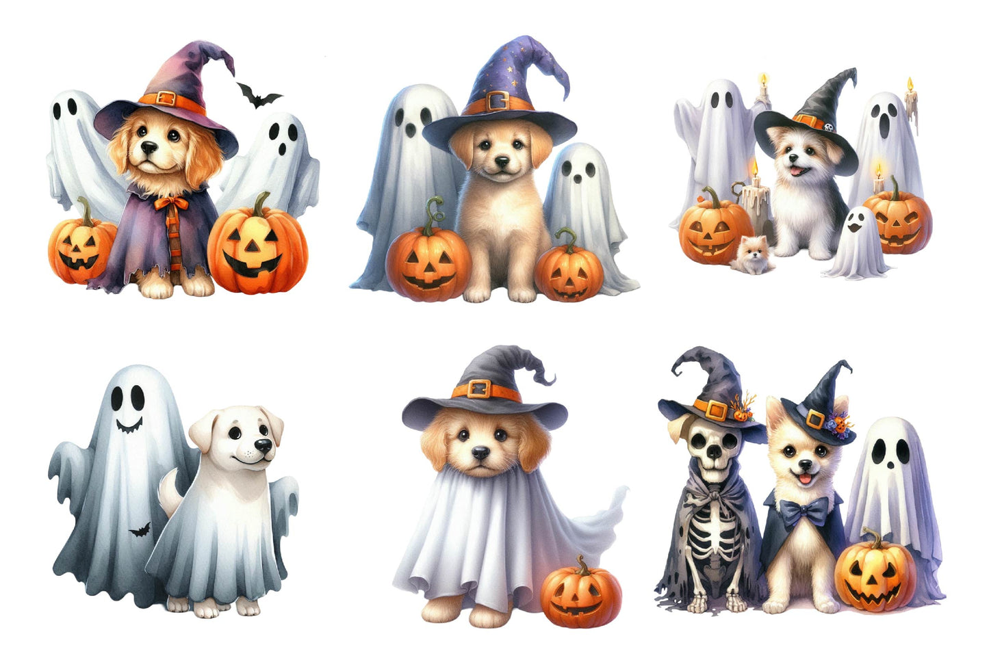 Halloween Dogs Ghost PNG Bundle 30 Designs