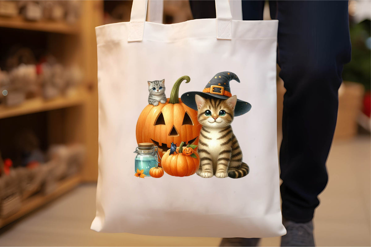 28 Halloween Pumpkin Cat Clipart PNG Bundle