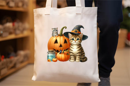 28 Halloween Pumpkin Cat Clipart PNG Bundle