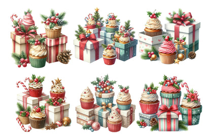 Christmas Cupcake PNG Clipart Bundle