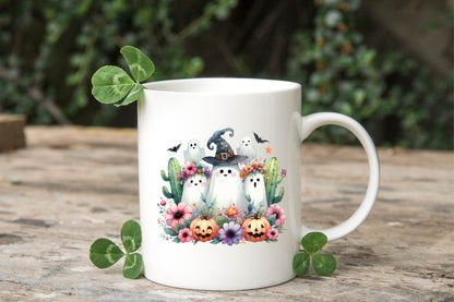 Halloween Cute Flower Ghosts Watercolor PNG Bundle