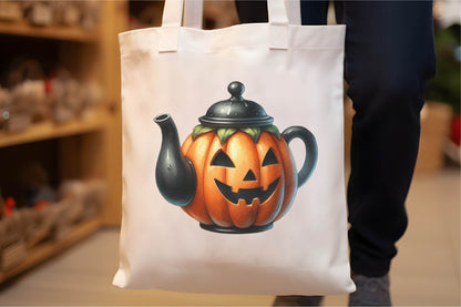 29 Halloween Pumpkin Teapot Clipart PNG Bundle