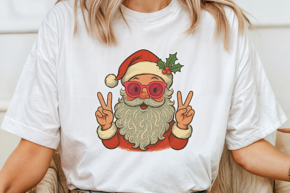 Cool Santa Peace Sign Christmas