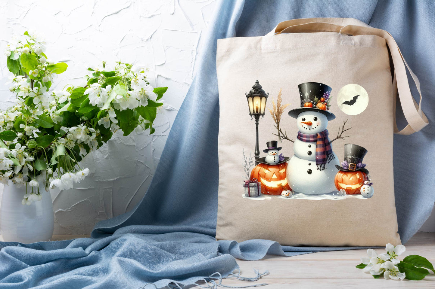 33 Halloween Snowman Watercolor Clipart PNG Bundle
