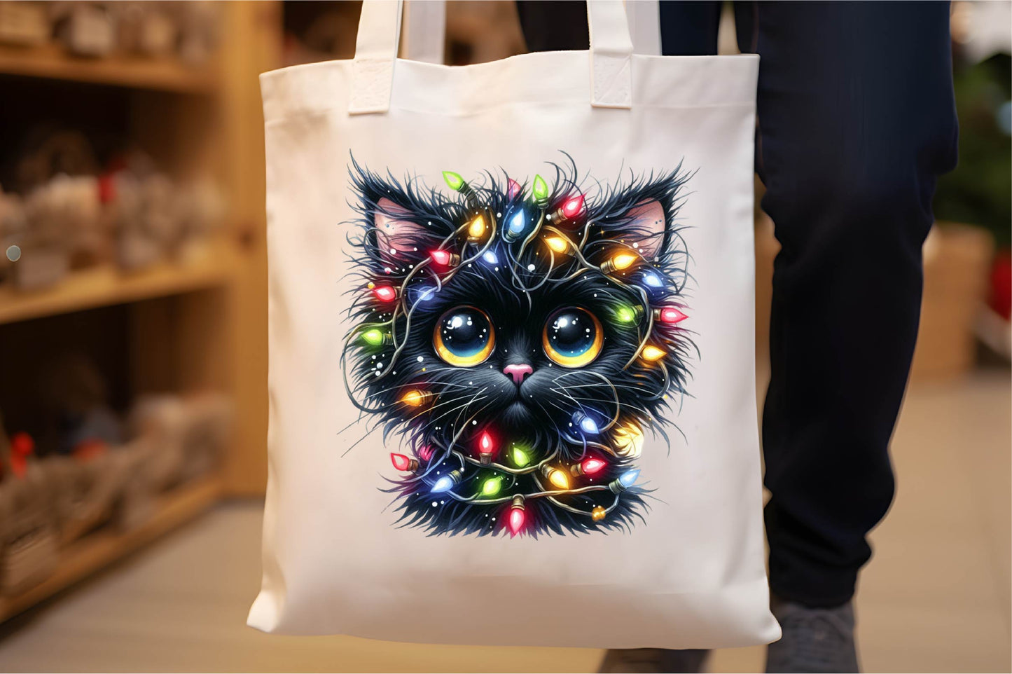 Christmas Black Cat Clipart Bundle 35 Cute Holiday Cat PNG Designs
