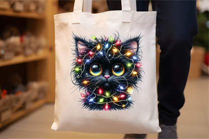 Christmas Black Cat Clipart Bundle 35 Cute Holiday Cat PNG Designs