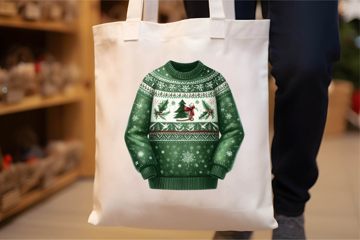 26 Christmas Green Sweater Clipart Bundle