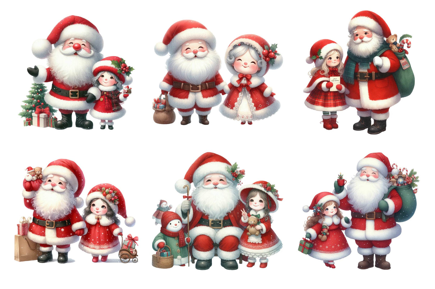 Christmas Santa and Mrs Claus PNG Bundle 25 Designs