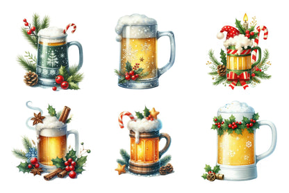 Christmas Beer Cup PNG Bundle 27 Festive Beer Mug Designs