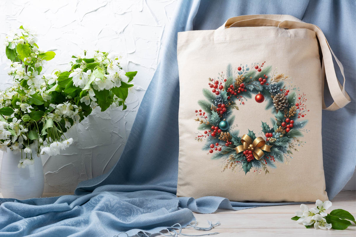 Christmas Wreath Watercolor Clipart PNG Bundle