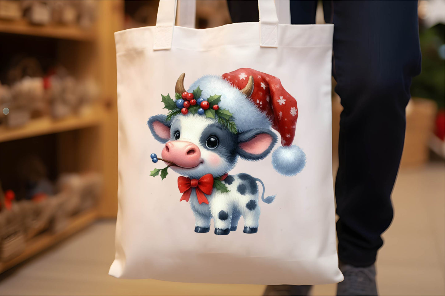 29 Christmas Funny Cow Clipart Bundle