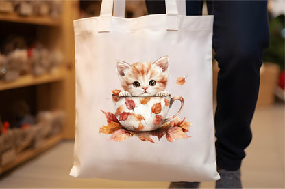 Autumn Kitten Teacup Clipart Bundle 23 Fall Cat Designs