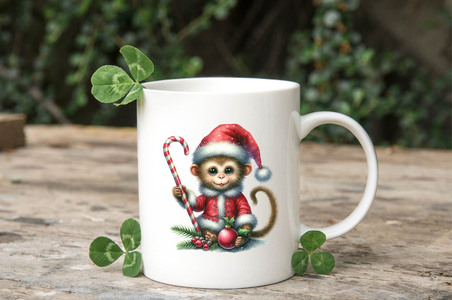 Christmas Monkey Watercolor Clipart PNG Bundle
