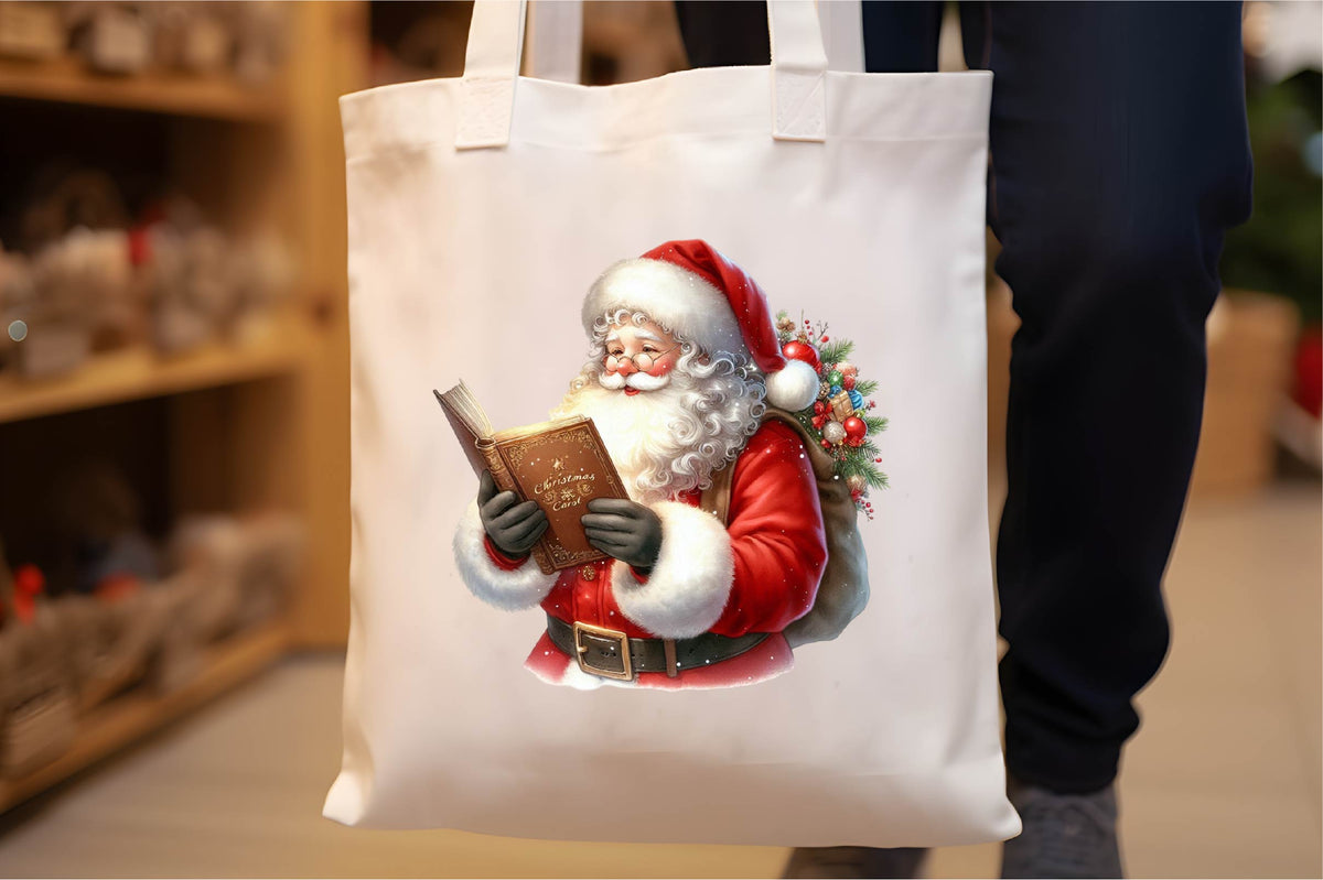 30 Christmas Santa Claus With Book Clipart PNG Bundle
