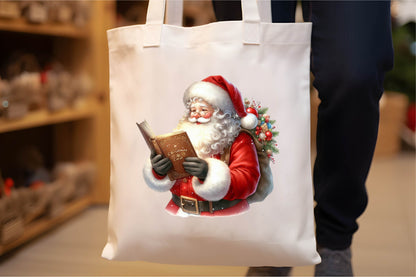 30 Christmas Santa Claus With Book Clipart PNG Bundle