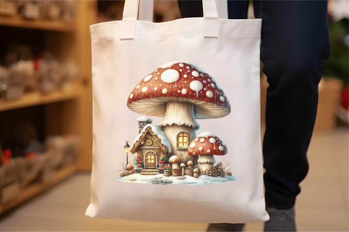 29 Christmas Mushroom House Clipart Bundle
