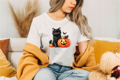 33 Halloween Black Cat With Pumpkin Clipart Bundle