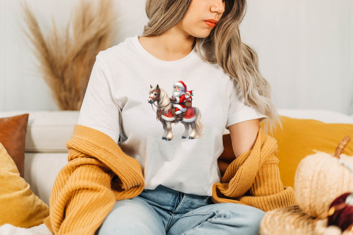 Christmas Santa Riding Horse Watercolor PNG Bundle