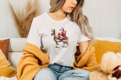Christmas Santa Riding Horse Watercolor PNG Bundle