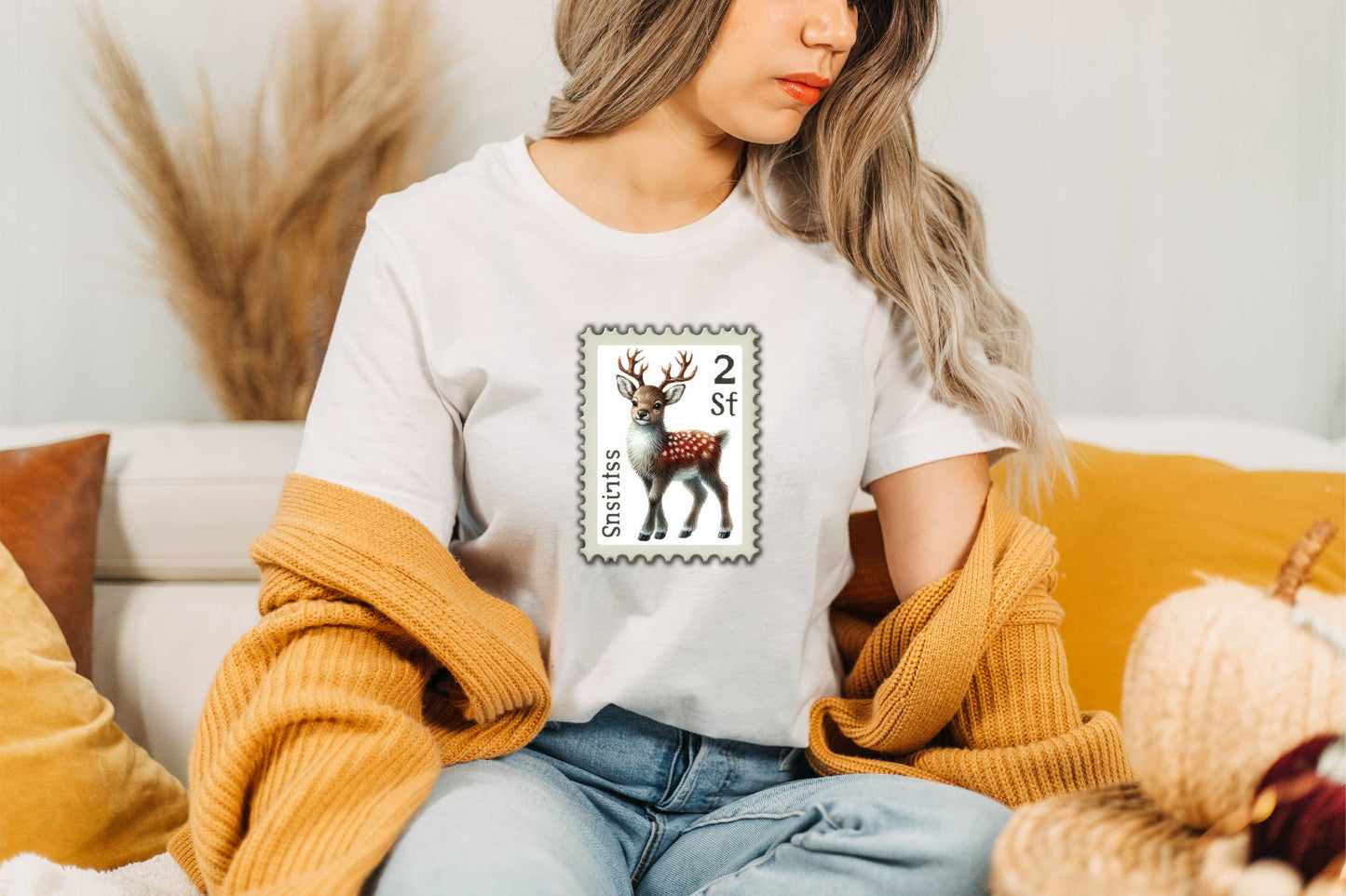 23 Christmas Reindeer Postage Stamp Clipart Bundle