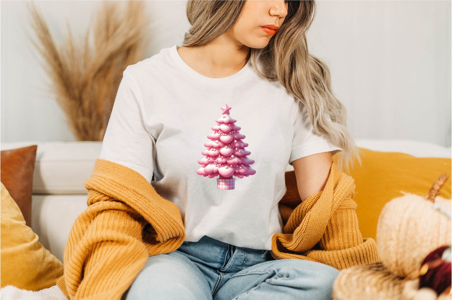 25 Christmas Pink Tree Clipart Bundle