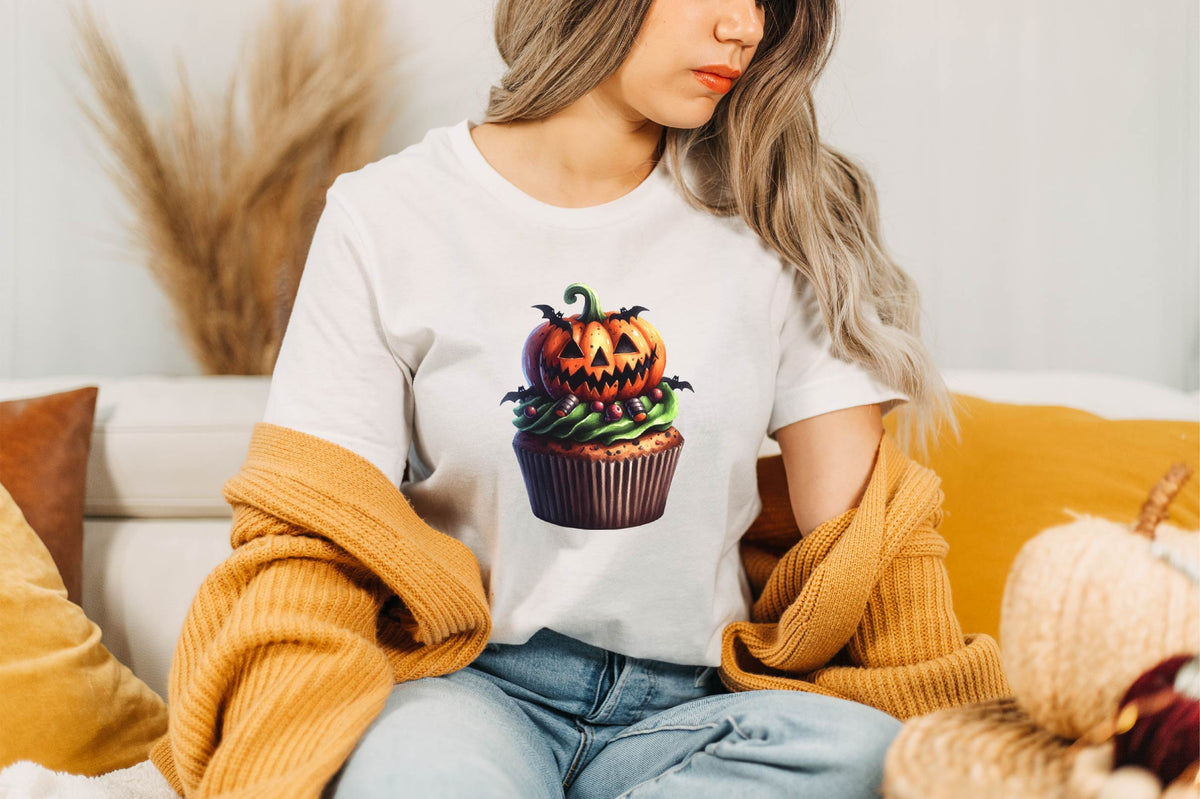 Halloween Cupcake Watercolor Clipart PNG Bundle