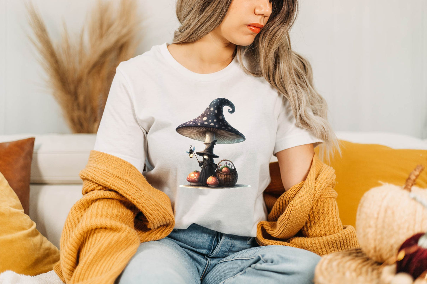Halloween Mushroom Witch Watercolor Clipart PNG Bundle
