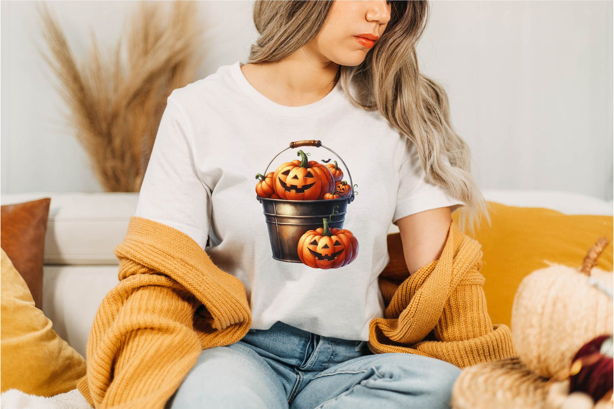 25 Halloween Pumpkin Bucket Clipart PNG Bundle