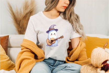 32 Halloween Cute Ghost Guitar Clipart PNG
