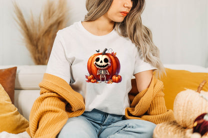 Halloween Skeleton Pumpkin Watercolor Clipart PNG Bundle