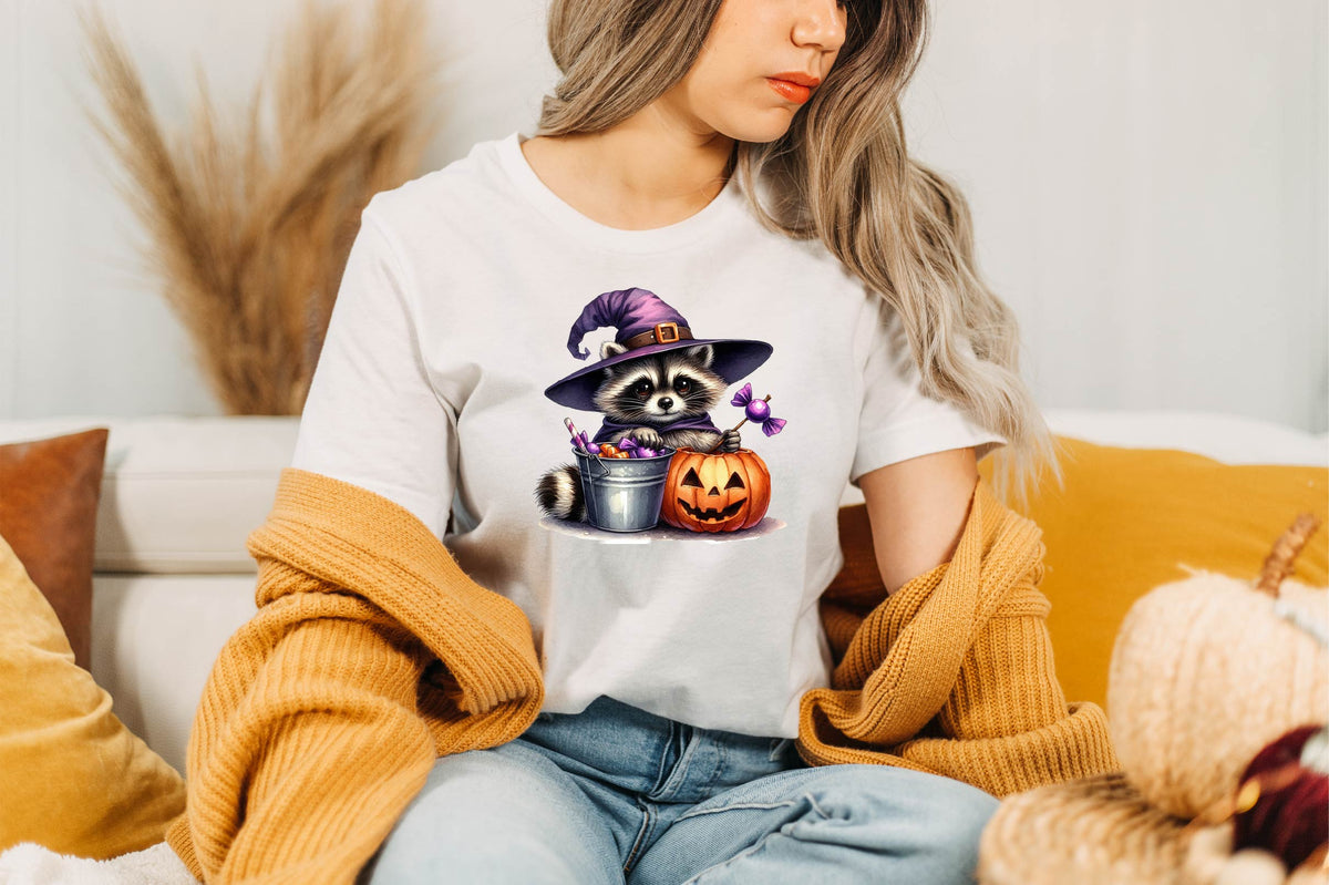 Halloween Raccoon Witch Watercolor Clipart PNG Bundle