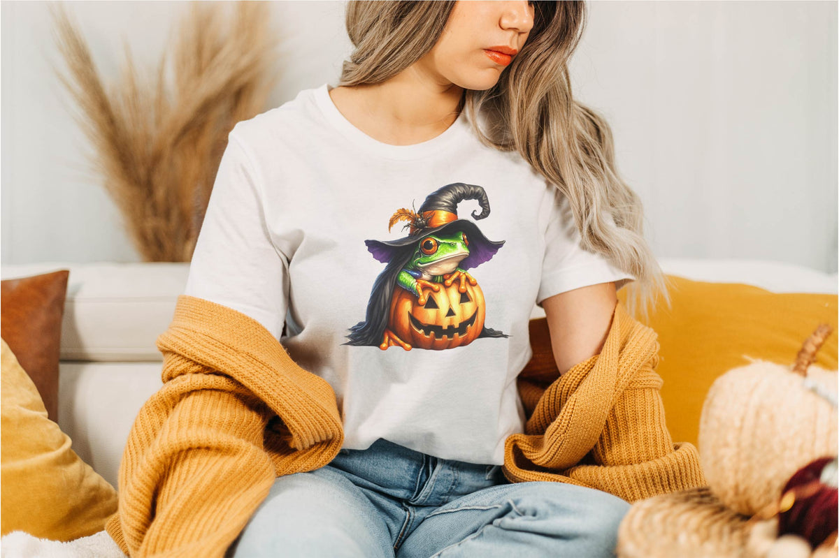 28 Halloween Frog Clipart Bundle PNG, Cute Witch Frog Pumpkin Sublimation Designs, Spooky Autumn