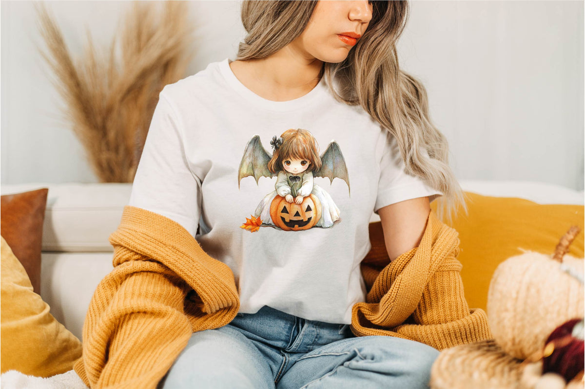 25 Halloween Cute Angel Clipart PNG Bundle