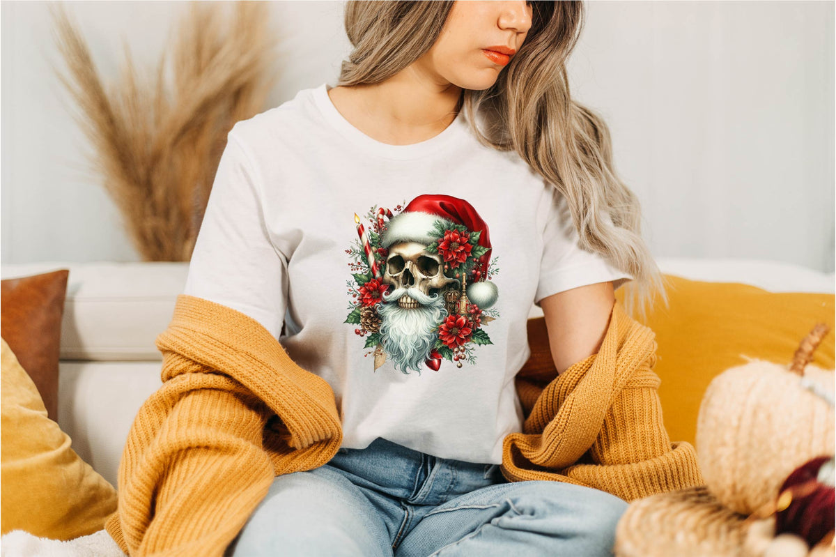 31 Christmas Santa Floral Skull Clipart Bundle