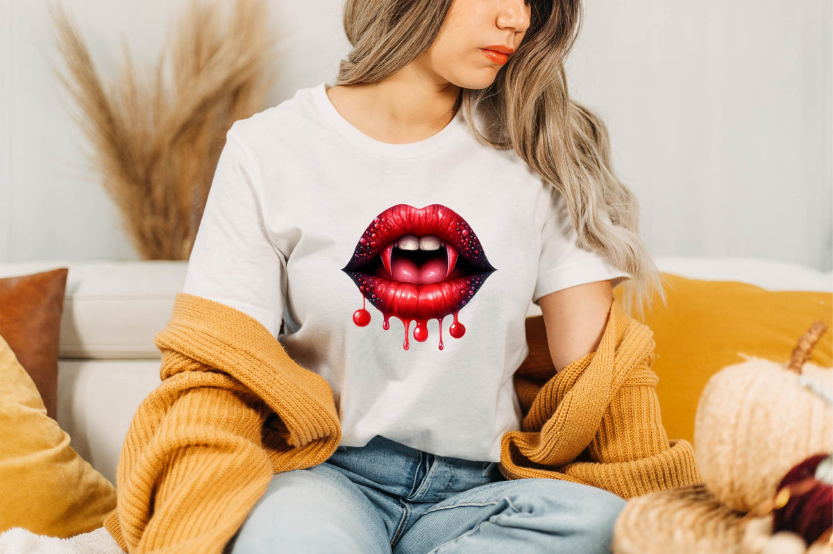 Halloween Vampire Lips Watercolor Clipart PNG Bundle