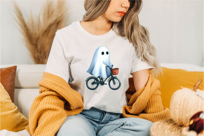 26 Halloween Ghost Bicycle Clipart PNG Bundle