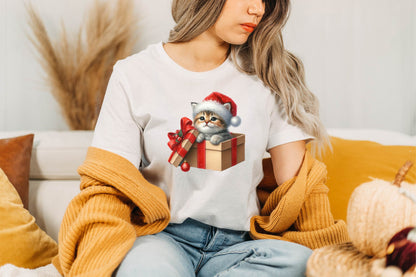 Christmas Kitten in Gift Box PNG Clipart Bundle