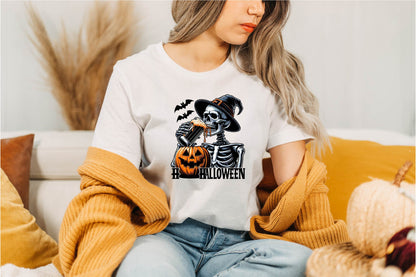 25 Halloween Drinking Skeleton Clipart Bundle PNG, Spooky Skeleton Drinking Halloween Sublimation