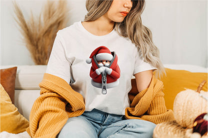 28 Christmas Santa Peeking Out Zipper Clipart Bundle PNG, Santa Christmas Sublimation