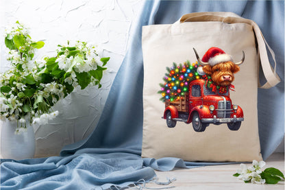 29 Christmas Highland Cow Clipart Bundle PNG, Highland Cow Christmas Truck Sublimation