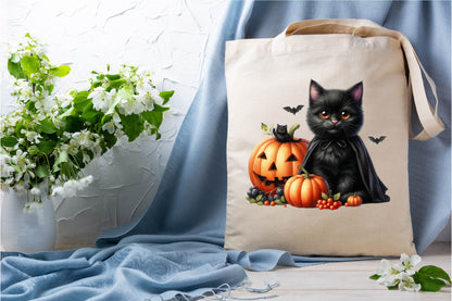 33 Halloween Black Cat With Pumpkin Clipart Bundle