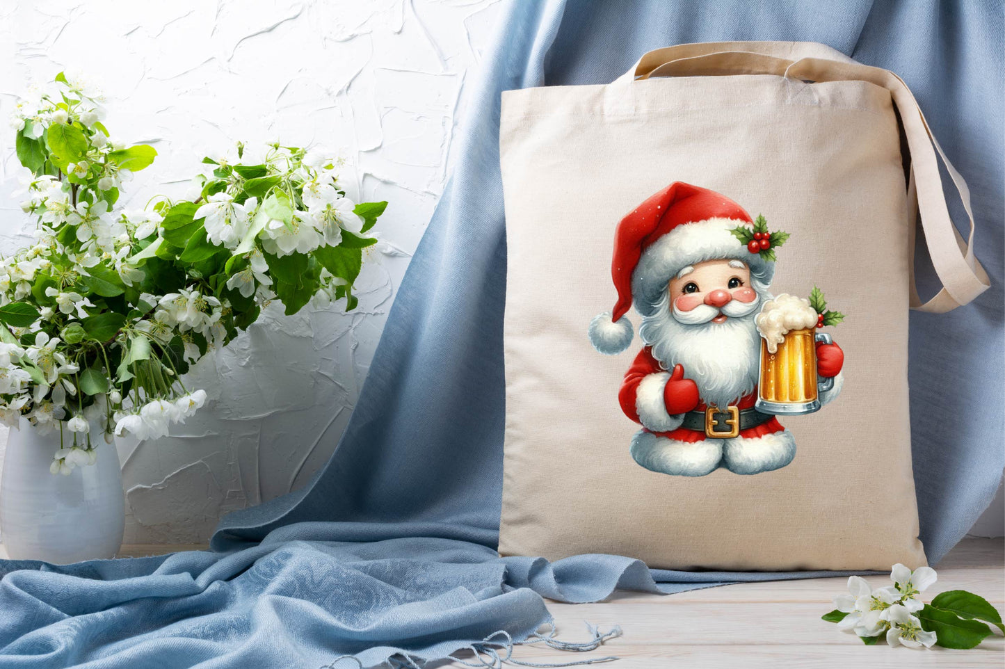 Christmas Santa Holding Beer Mug PNG Bundle