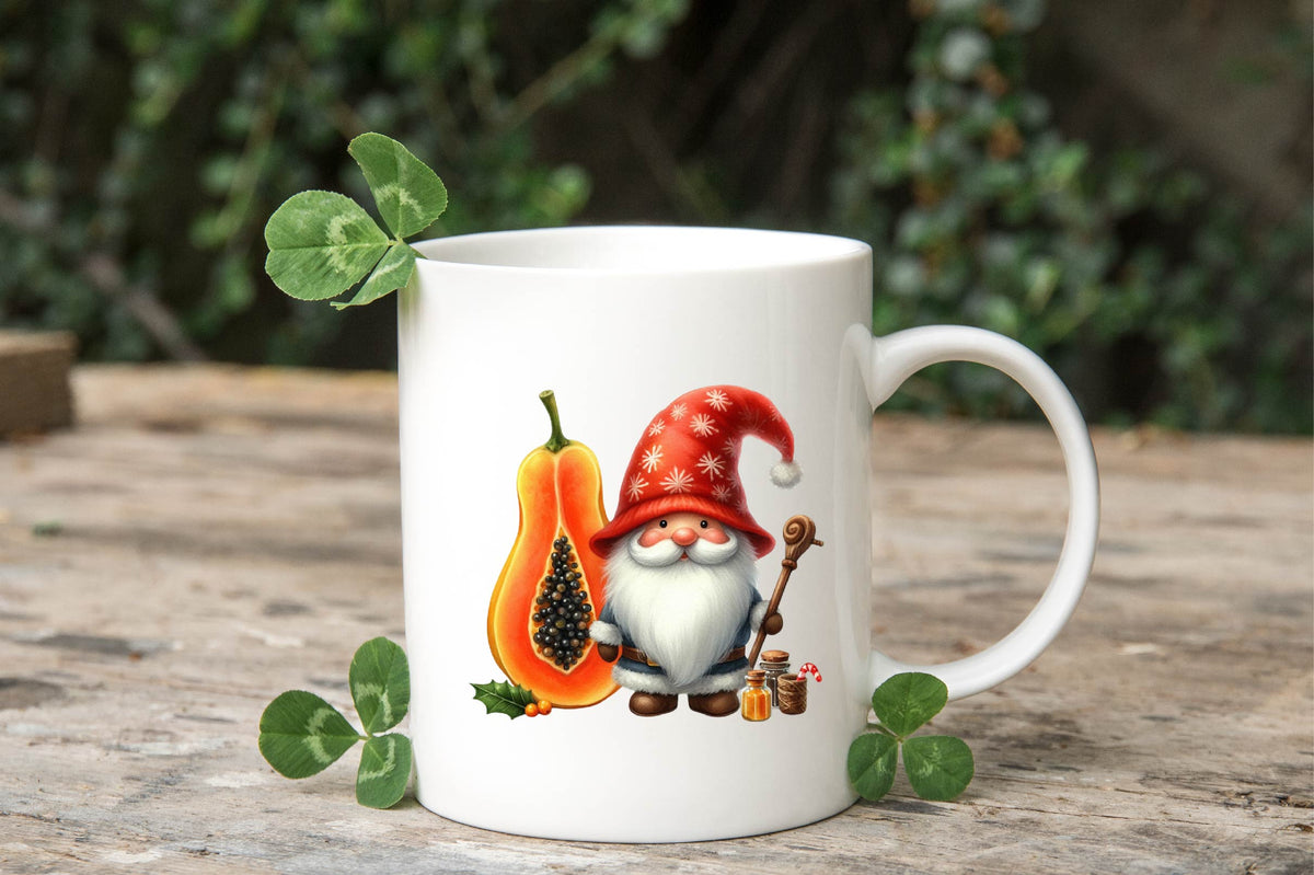 Christmas Papaya Gnome Watercolor Clipart PNG Bundle