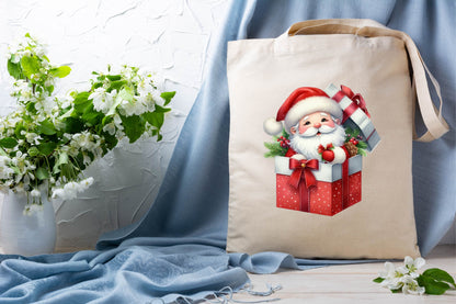 Christmas Santa Gift Box Watercolor PNG Bundle